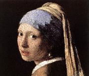 VERMEER VAN DELFT, Jan Girl with a Pearl Earring (detail) wet oil on canvas